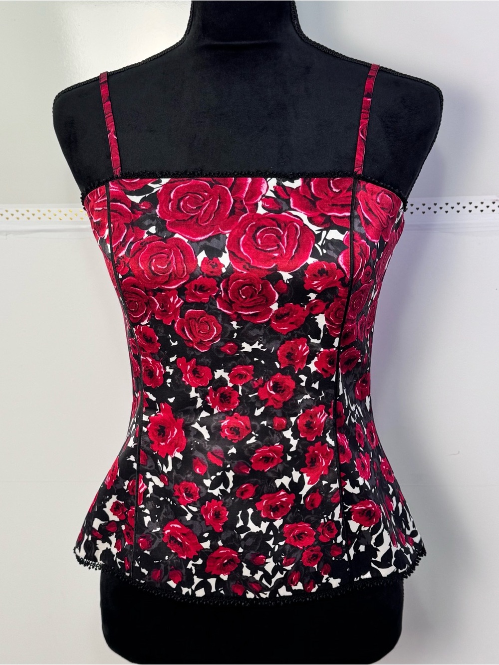 White House Black Market Red Rose Floral Corset Top | Size 4
